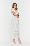 White Plunging Lace Maxi Dress 1