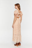 Peach Plunging Lace Maxi Dress 3