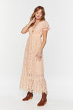 Peach Plunging Lace Maxi Dress 4
