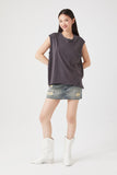 Charcoal Distressed Crew Neck Muscle Tee 4