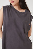 Charcoal Distressed Crew Neck Muscle Tee 1