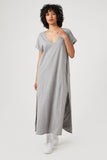Heather grey V-Neck Short-Sleeve Maxi Dress