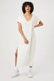Cream  V-Neck Short-Sleeve Maxi Dress