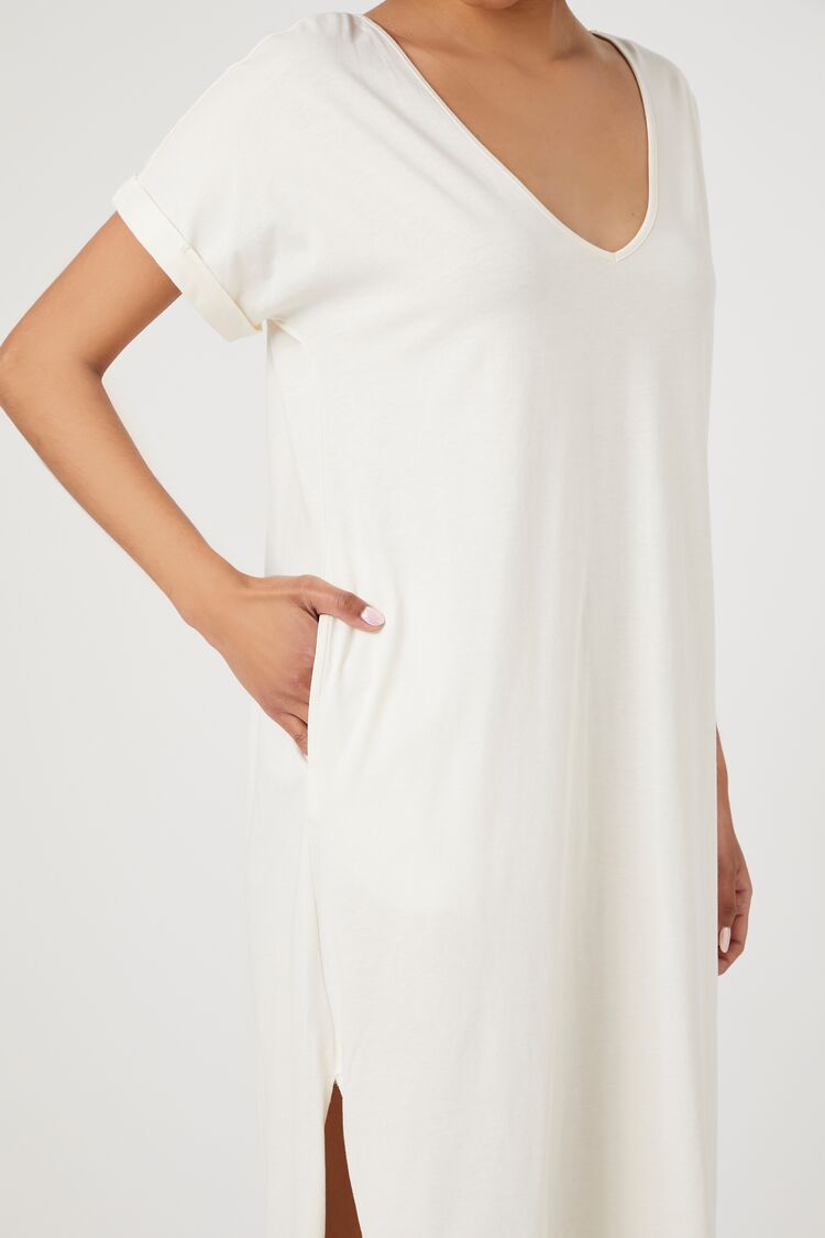 Cream  V-Neck Short-Sleeve Maxi Dress 2