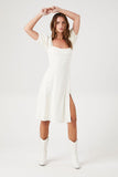 Cream Puff-Sleeve Midi Dress