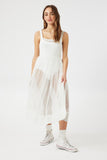 Ivory Sheer Dotted Smocked Midi Dress 2