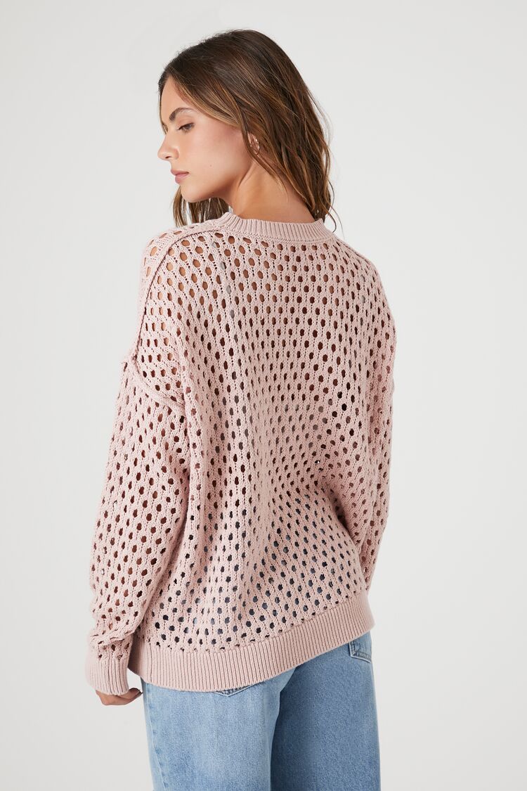 Nude Pink Open-Knit Drop-Sleeve Sweater 4