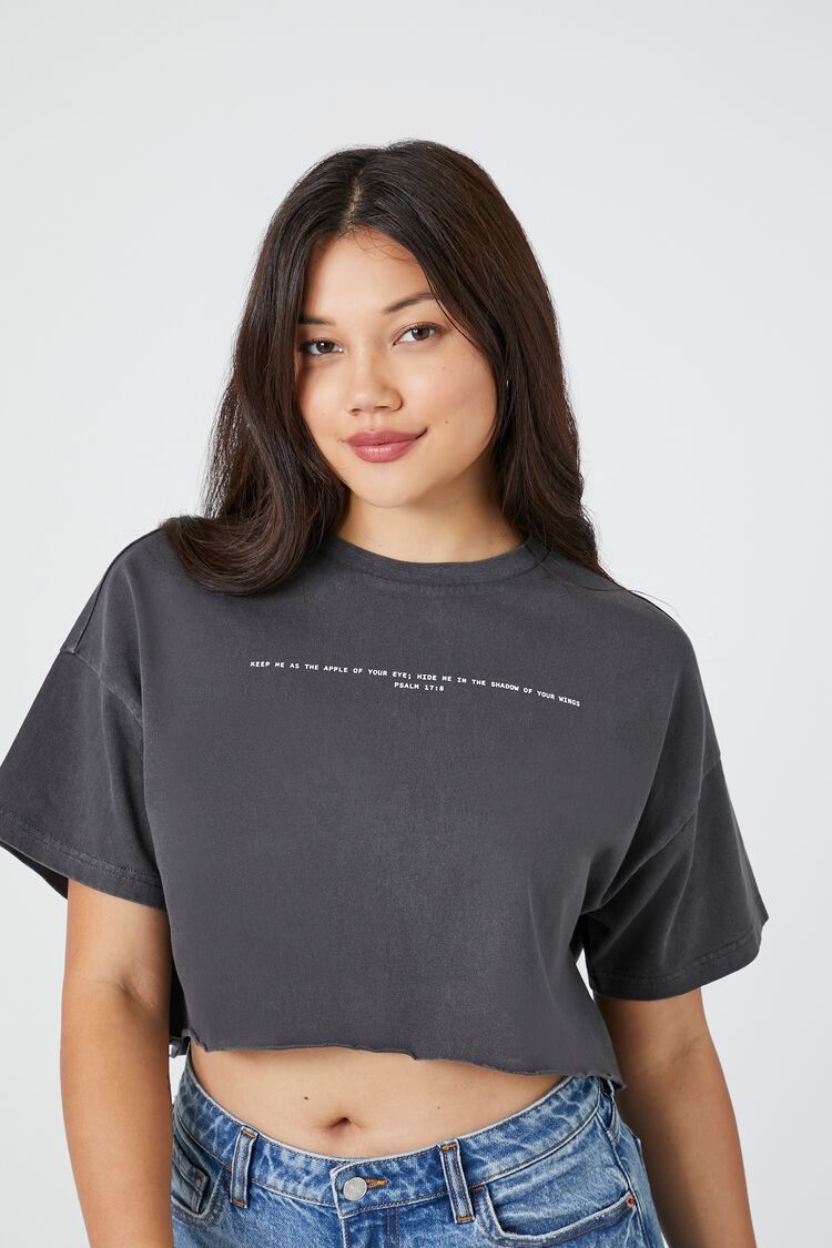 Charcoal Multi Psalm Cropped Graphic Tee