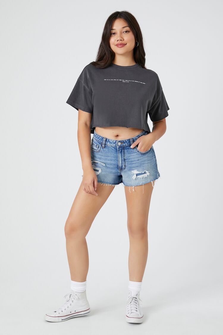 Charcoal Multi Psalm Cropped Graphic Tee 1