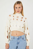 Cream Turtleneck Cutout Sweater 1