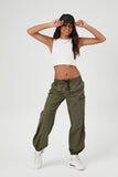 Olive Zippered Cargo Mid-Rise Joggers