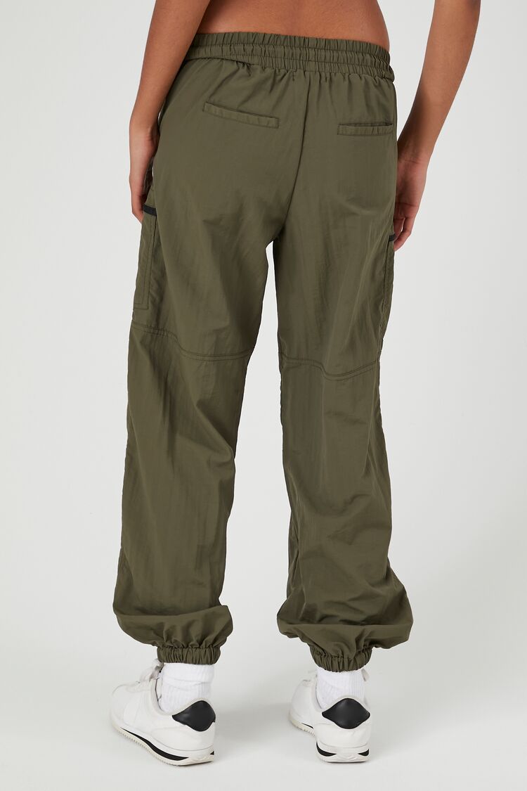 Olive Zippered Cargo Mid-Rise Joggers3