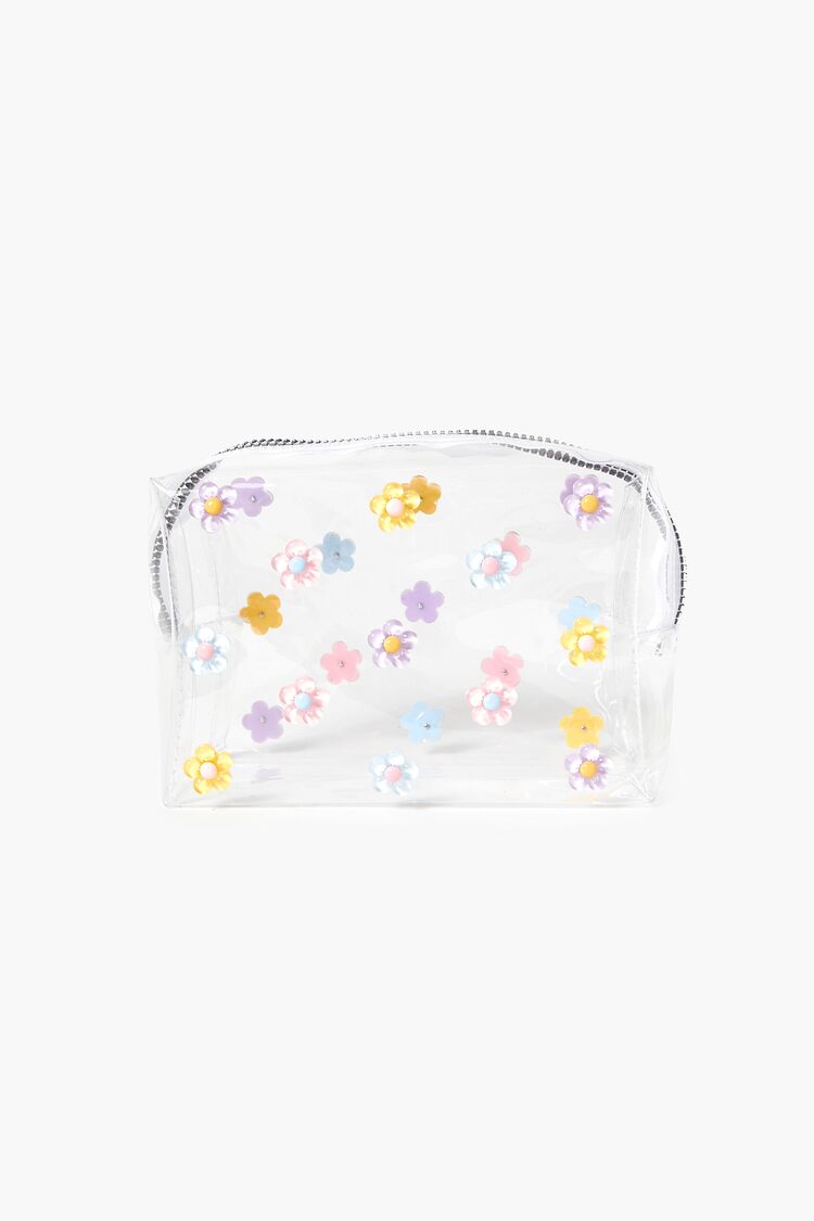 Clear Multi Transparent Flower Print Makeup Bag