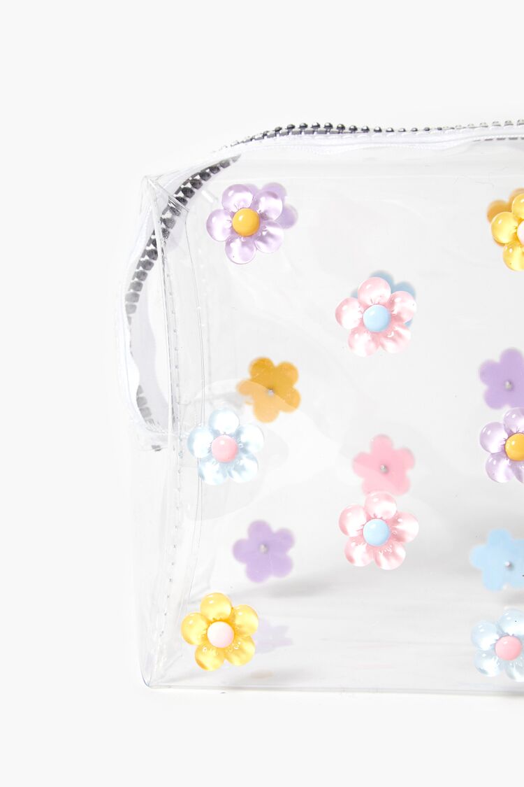 Clear Multi Transparent Flower Print Makeup Bag 2