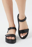 Black Faux Croc Lug-Sole Sandals 2