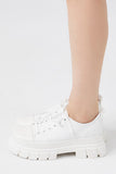 White Lace-Up Lug-Sole Sneakers 1