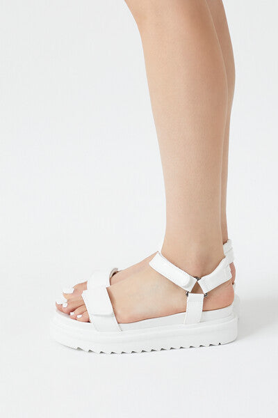 White Faux Croc Lug-Sole Sandals 1