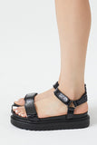 Black Faux Croc Lug-Sole Sandals 1