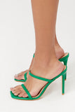 Green Open-Toe Slip-On Stiletto Heels 1