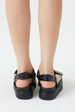 Black Faux Croc Lug-Sole Sandals 3