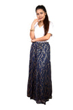 Iris Blue/Gold Tiered Metallic Maxi Skirt