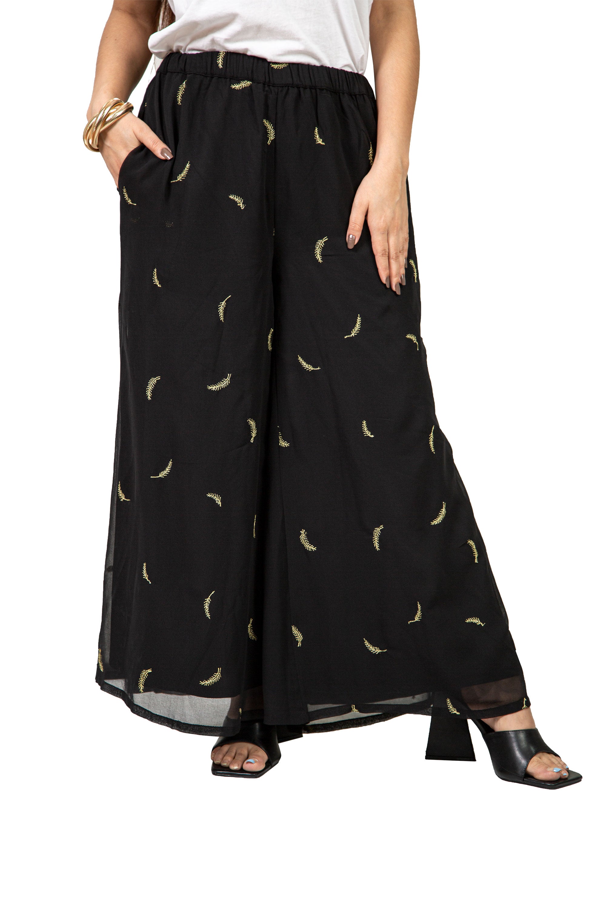 Blackgold Embroidered Wide-Leg Pants 1