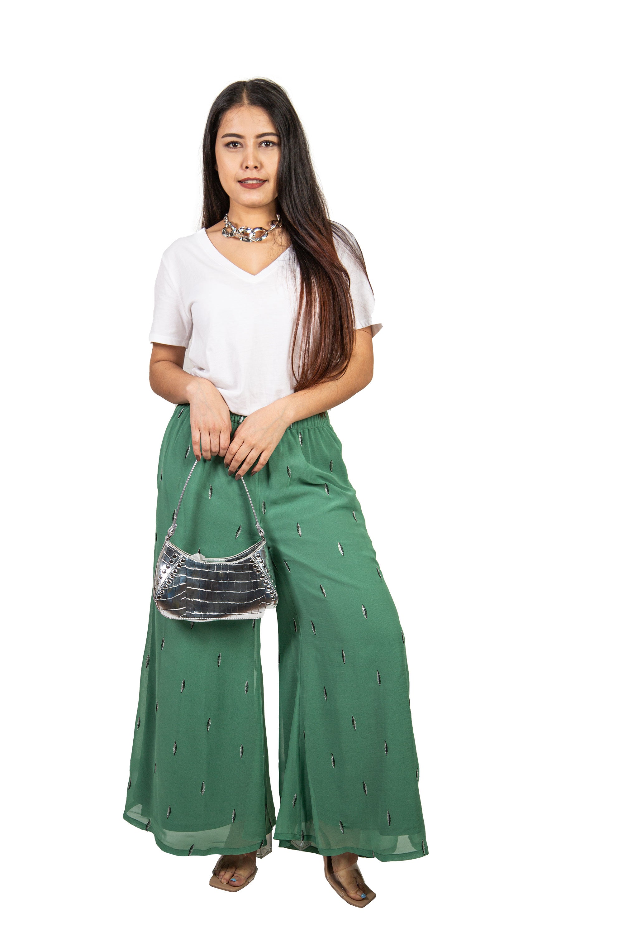 Palmgreensilver Wide-Leg Embroidered Pants 2