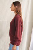 Burgundy Open-Knit Buttoned Sweater 2