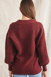 Burgundy Open-Knit Buttoned Sweater 3