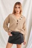 Taupe Open-Knit Buttoned Sweater 1