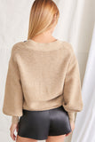 Taupe Open-Knit Buttoned Sweater 3