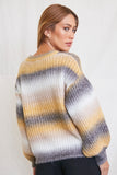 Mustardmulti Striped Balloon-Sleeve Sweater 4
