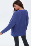 Blue Ribbed Knit Cardigan Sweater 4