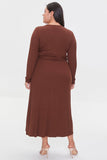 Brown Plus Size Maxi Wrap Dress 3