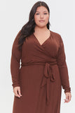 Brown Plus Size Maxi Wrap Dress 1