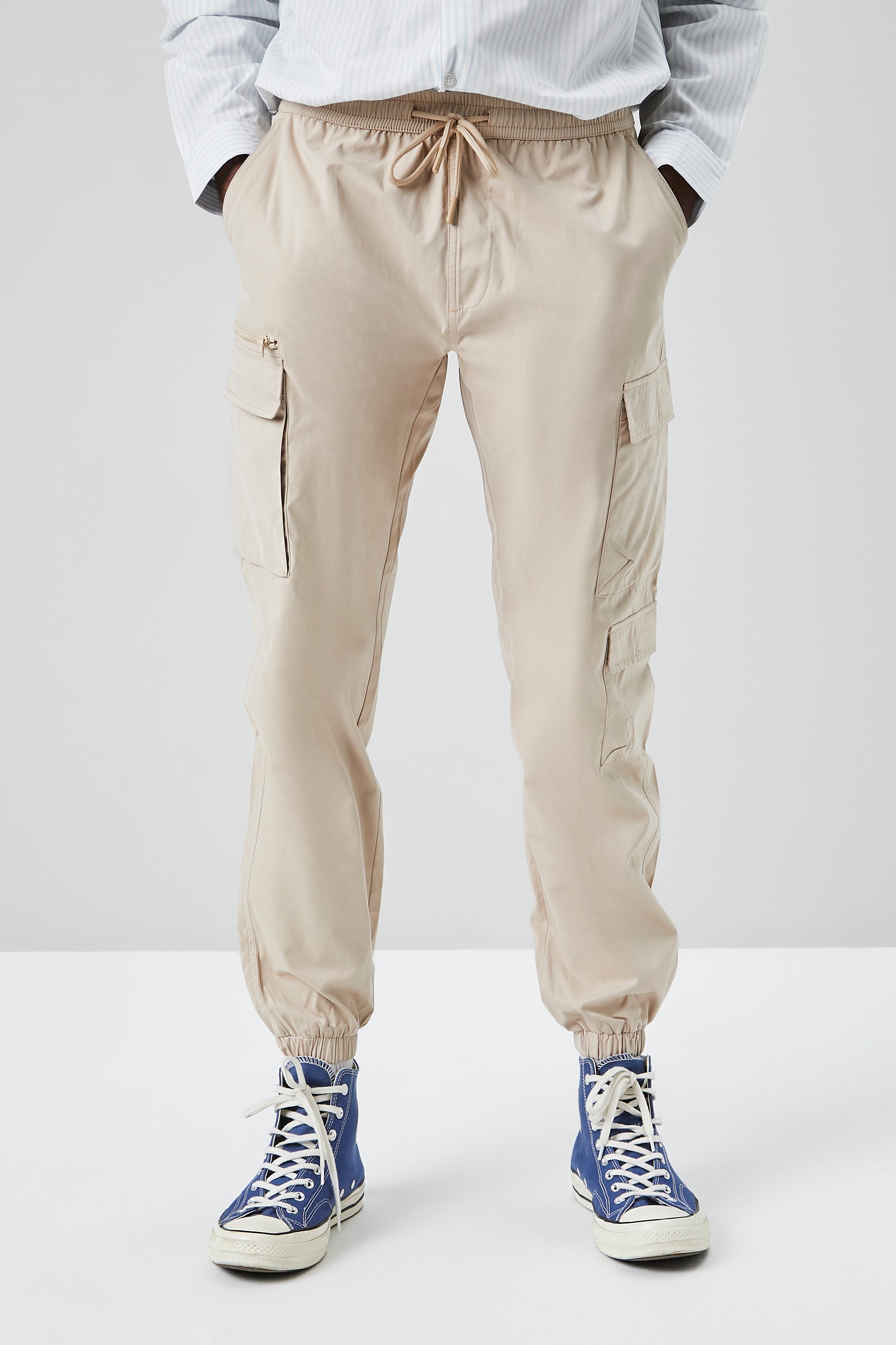 Taupe Cargo Drawstring Joggers 1