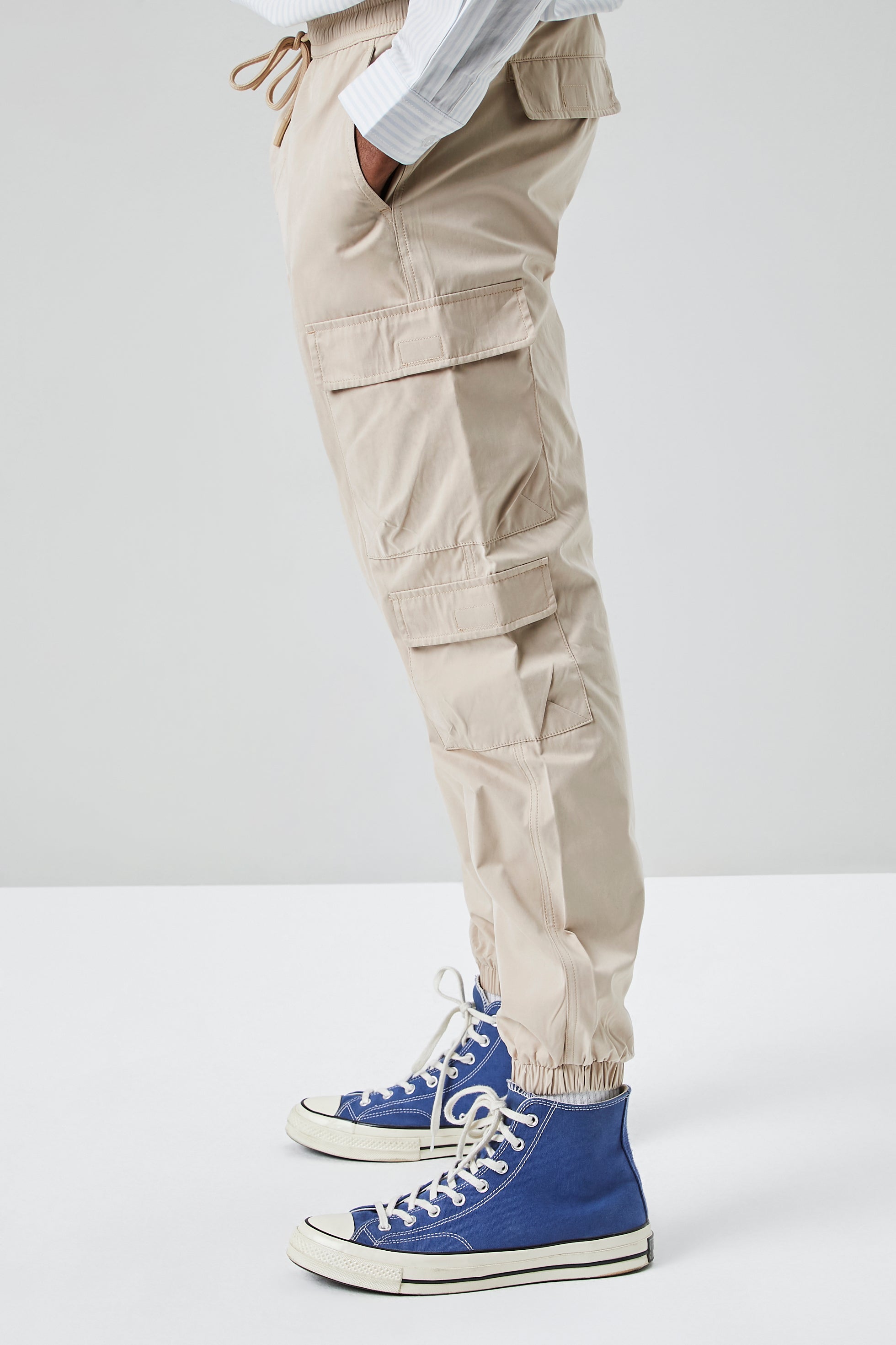 Taupe Cargo Drawstring Joggers 2