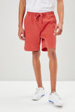 Red Cotton-Blend Drawstring Shorts 2