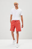 Red Cotton-Blend Drawstring Shorts 