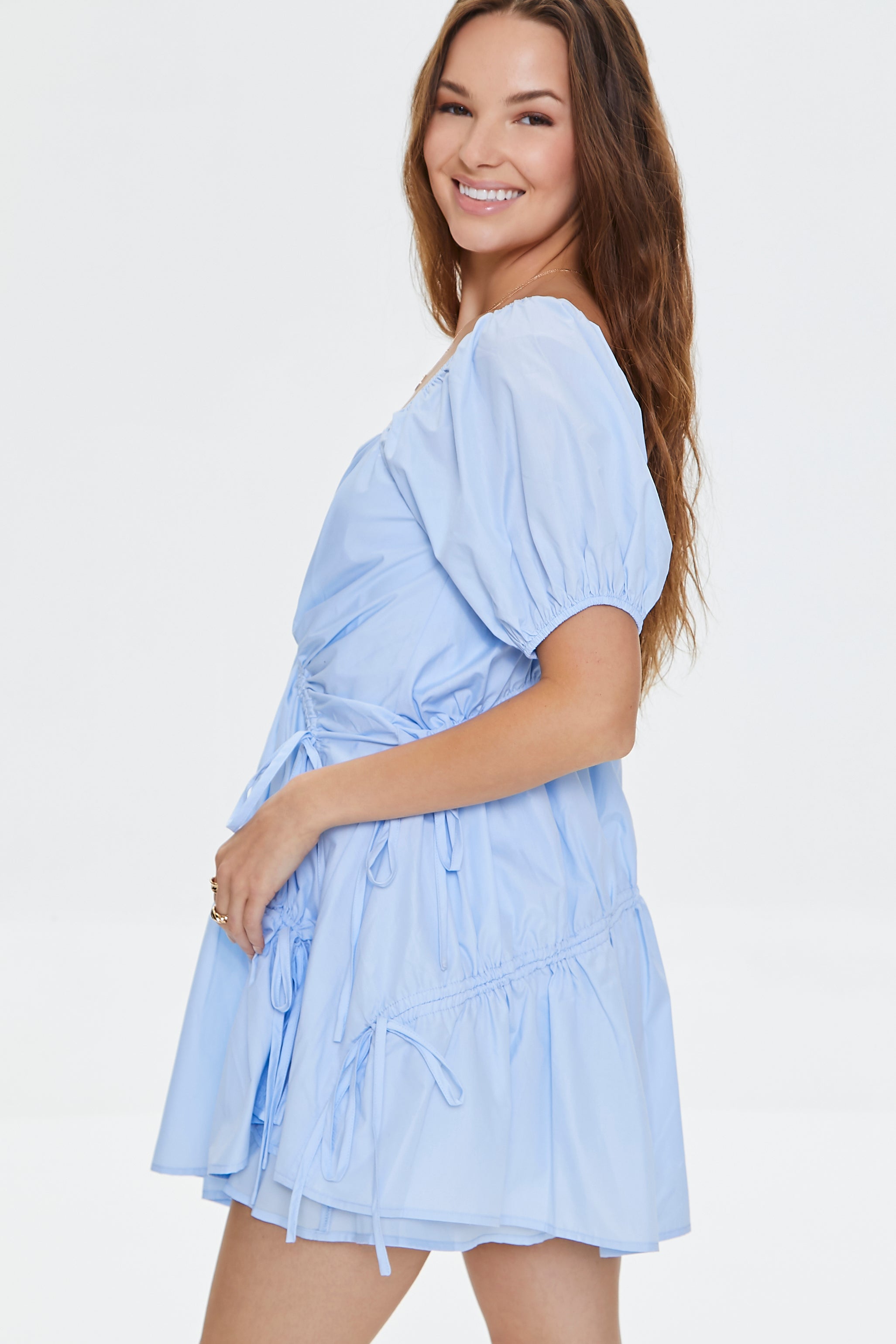 Shop For Tiered Puff-Sleeve Mini Dress | Women - Dresses