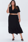 Black Plus Size Self-Tie Wrap Skirt 