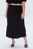 Black Plus Size Self-Tie Wrap Skirt 1
