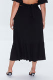 Black Plus Size Self-Tie Wrap Skirt 3