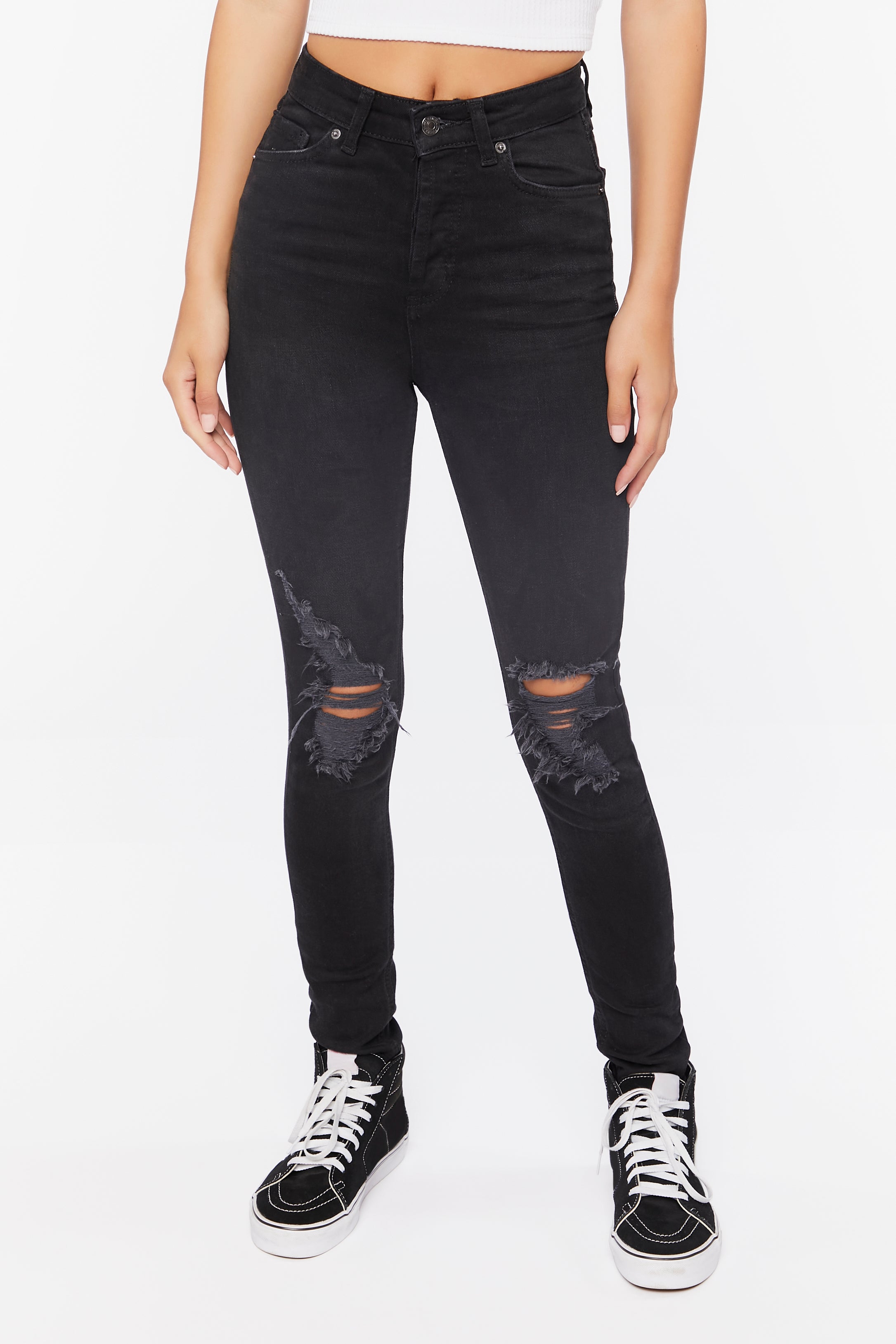 Washedblack Recycled Cotton High-Rise Distressed Jeans 2