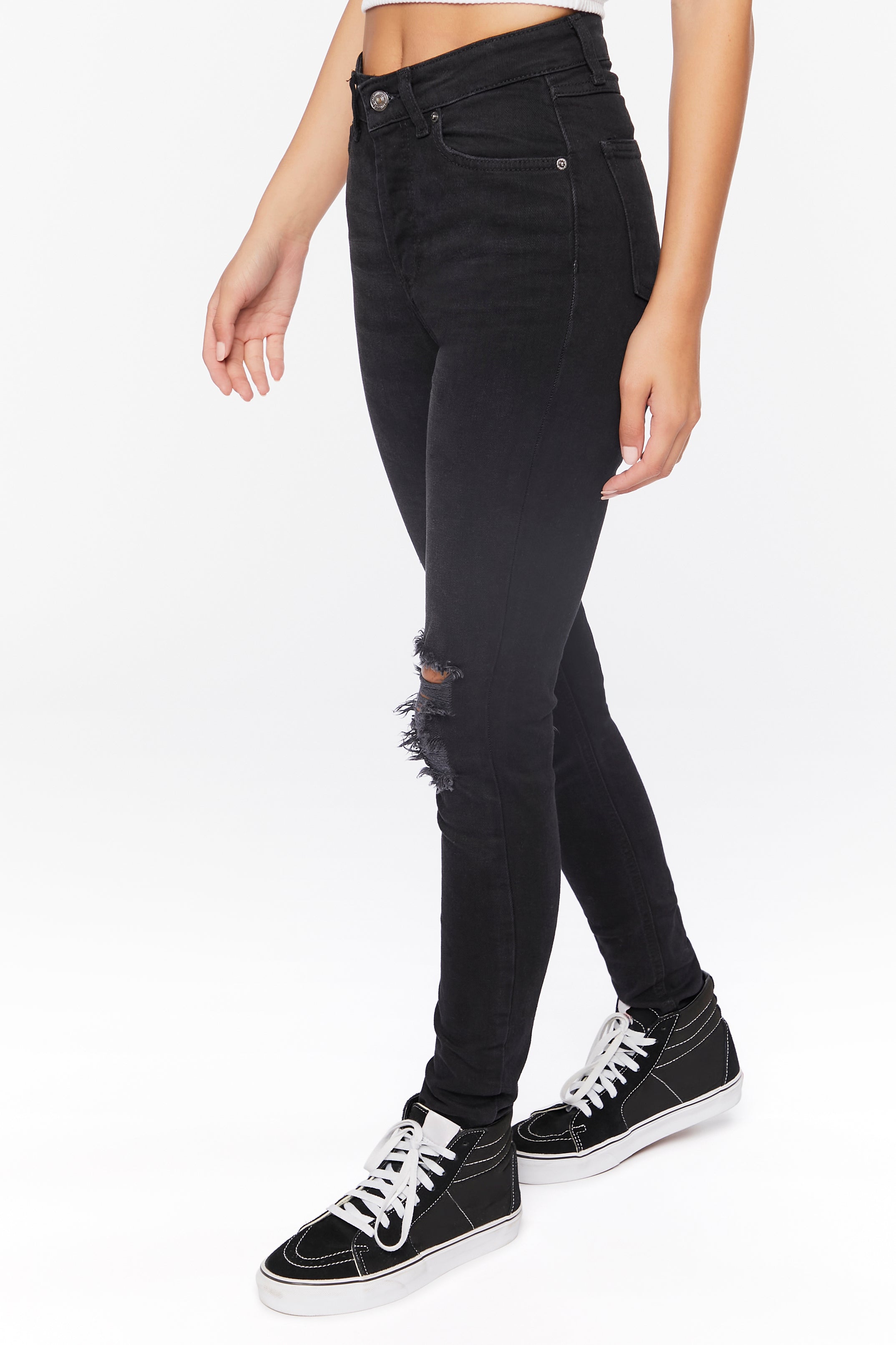 Washedblack Recycled Cotton High-Rise Distressed Jeans 3