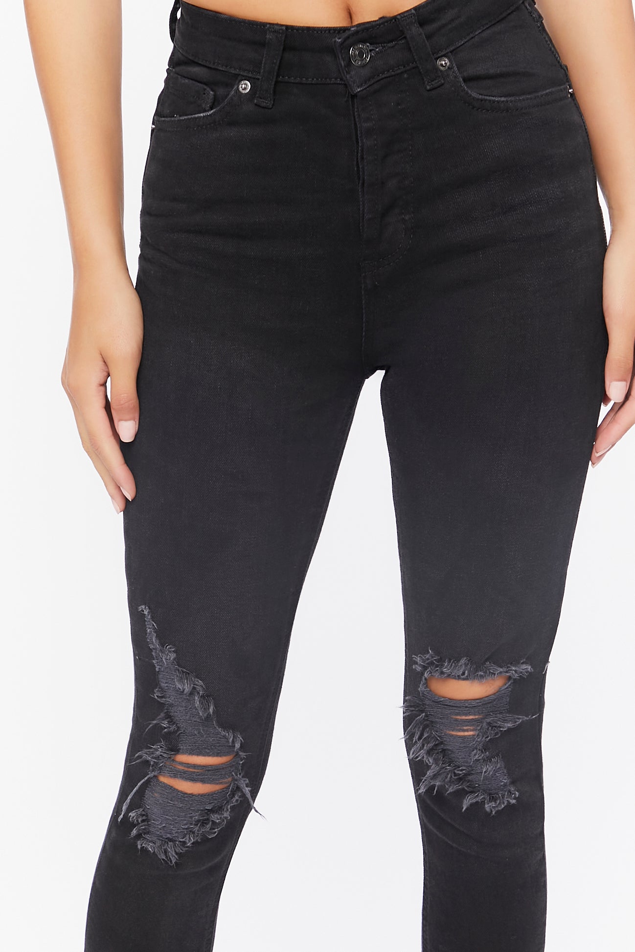 Washedblack Recycled Cotton High-Rise Distressed Jeans 5