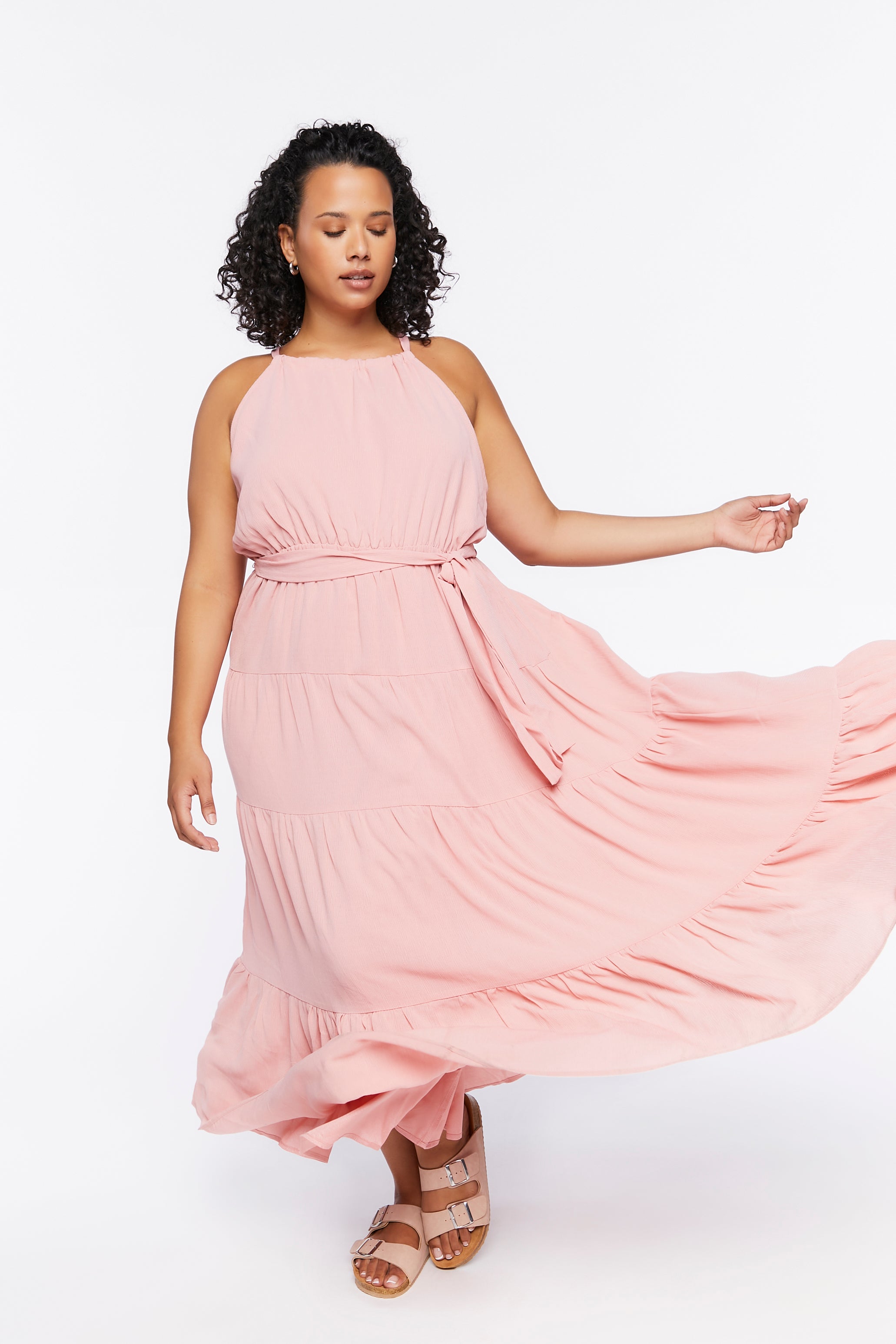 Rose Plus Size Belted Maxi Dress 