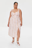 Pinkmulti Plus Size Floral Print Midi Dress 