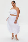 White Plus Size Tiered Maxi Skirt 4