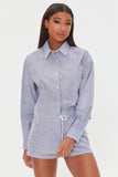 Bluewhite Pinstriped Button-Front Shirt 